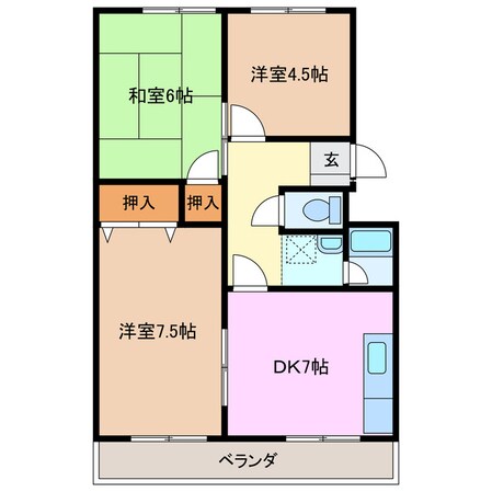 益生駅 徒歩19分 2階の物件間取画像